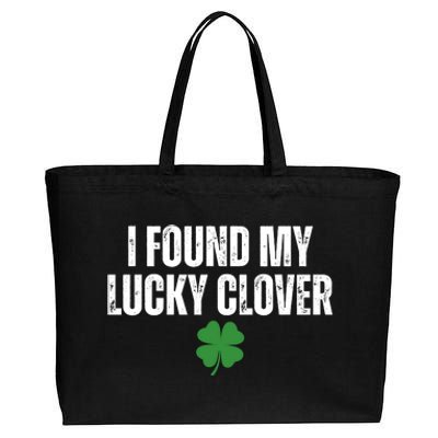 I Found My Lucky Clover St Patricks Day Cotton Canvas Jumbo Tote