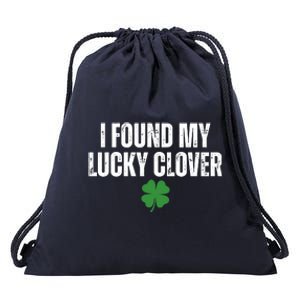 I Found My Lucky Clover St Patricks Day Drawstring Bag