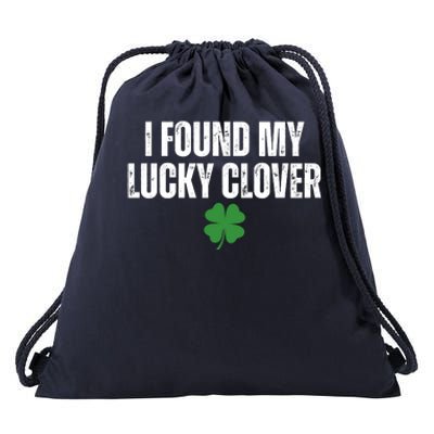 I Found My Lucky Clover St Patricks Day Drawstring Bag