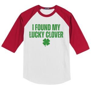 I Found My Lucky Clover St Patricks Day Kids Colorblock Raglan Jersey