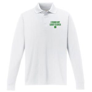 I Found My Lucky Clover St Patricks Day Performance Long Sleeve Polo