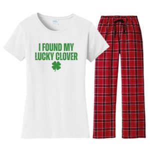 I Found My Lucky Clover St Patricks Day Women's Flannel Pajama Set