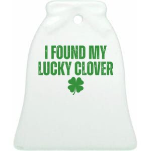 I Found My Lucky Clover St Patricks Day Ceramic Bell Ornament