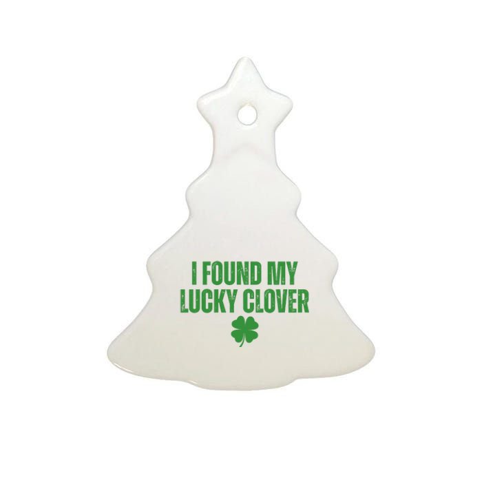 I Found My Lucky Clover St Patricks Day Ceramic Tree Ornament