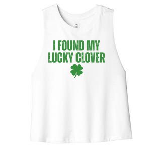 I Found My Lucky Clover St Patricks Day Women's Racerback Cropped Tank