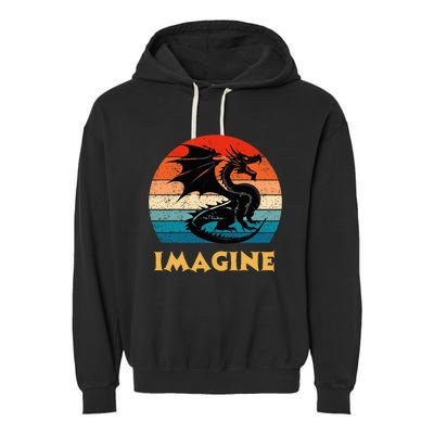 Imagine Fantasy Mythical Dragon Garment-Dyed Fleece Hoodie