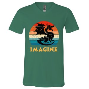 Imagine Fantasy Mythical Dragon V-Neck T-Shirt