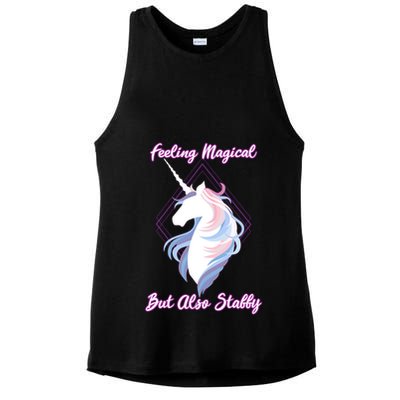 I Feel Magical But Also Stabby Funny Unicorn Gift Ladies PosiCharge Tri-Blend Wicking Tank