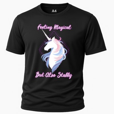 I Feel Magical But Also Stabby Funny Unicorn Gift Performance Shirt