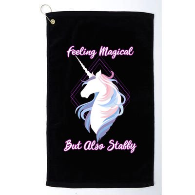I Feel Magical But Also Stabby Funny Unicorn Gift Golf Towel