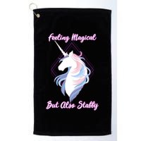 I Feel Magical But Also Stabby Funny Unicorn Gift Golf Towel