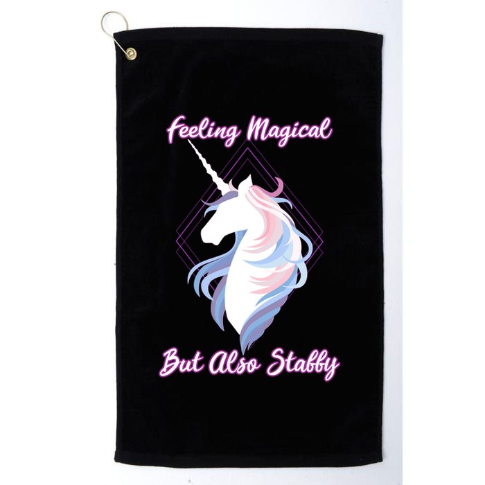 I Feel Magical But Also Stabby Funny Unicorn Gift Golf Towel