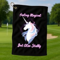I Feel Magical But Also Stabby Funny Unicorn Gift Golf Towel