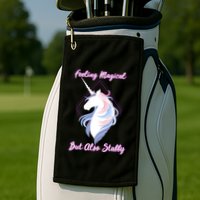 I Feel Magical But Also Stabby Funny Unicorn Gift Golf Towel