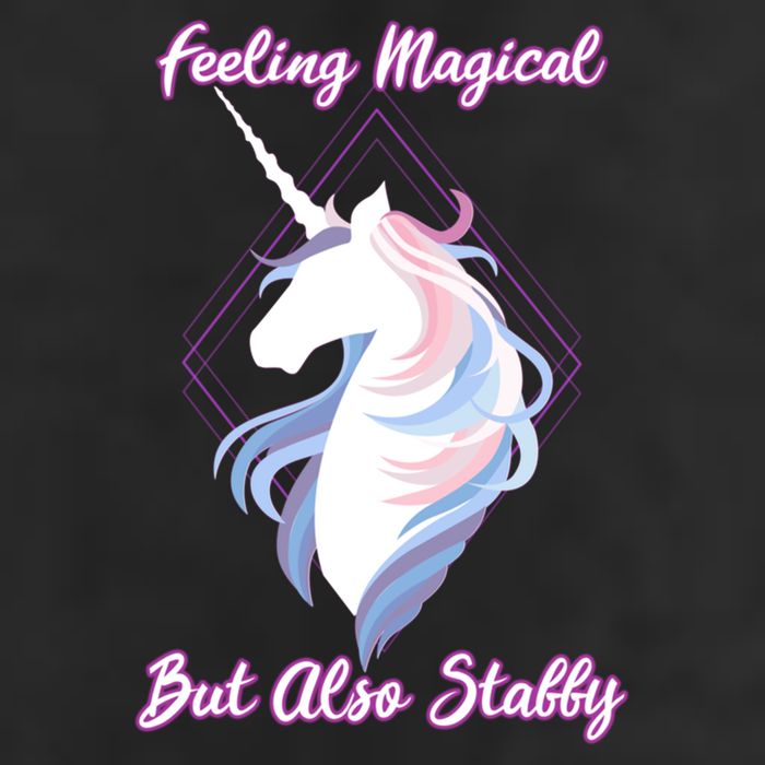 I Feel Magical But Also Stabby Funny Unicorn Gift Golf Towel