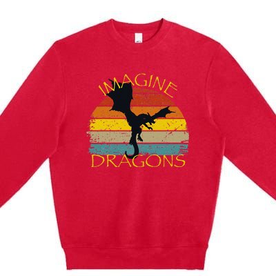 Imagine Fantasy Mythical Dragon Wings Premium Crewneck Sweatshirt