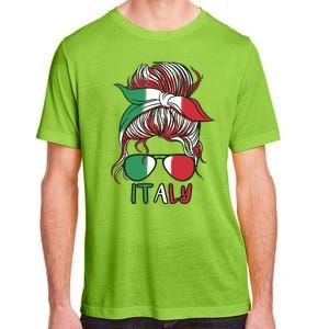 Italy Flag Messy Bun Italian Adult ChromaSoft Performance T-Shirt