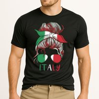 Italy Flag Messy Bun Italian Cooling Performance Crew T-Shirt