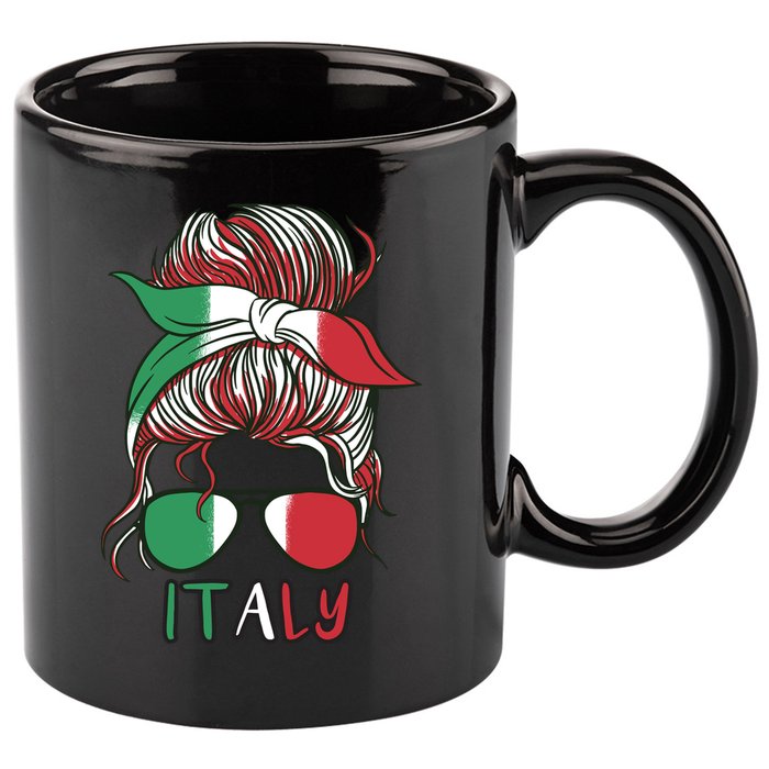 Italy Flag Messy Bun Italian 11oz C Handle Ceramic Mug