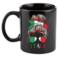 Italy Flag Messy Bun Italian 11oz C Handle Ceramic Mug