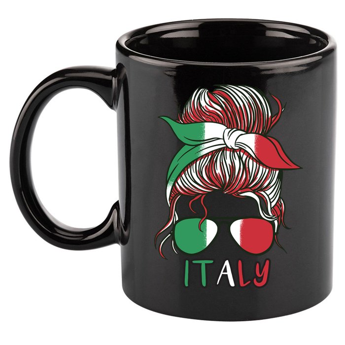 Italy Flag Messy Bun Italian 11oz C Handle Ceramic Mug