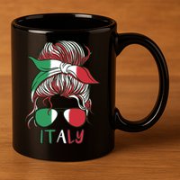 Italy Flag Messy Bun Italian 11oz C Handle Ceramic Mug