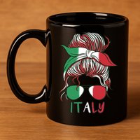 Italy Flag Messy Bun Italian 11oz C Handle Ceramic Mug