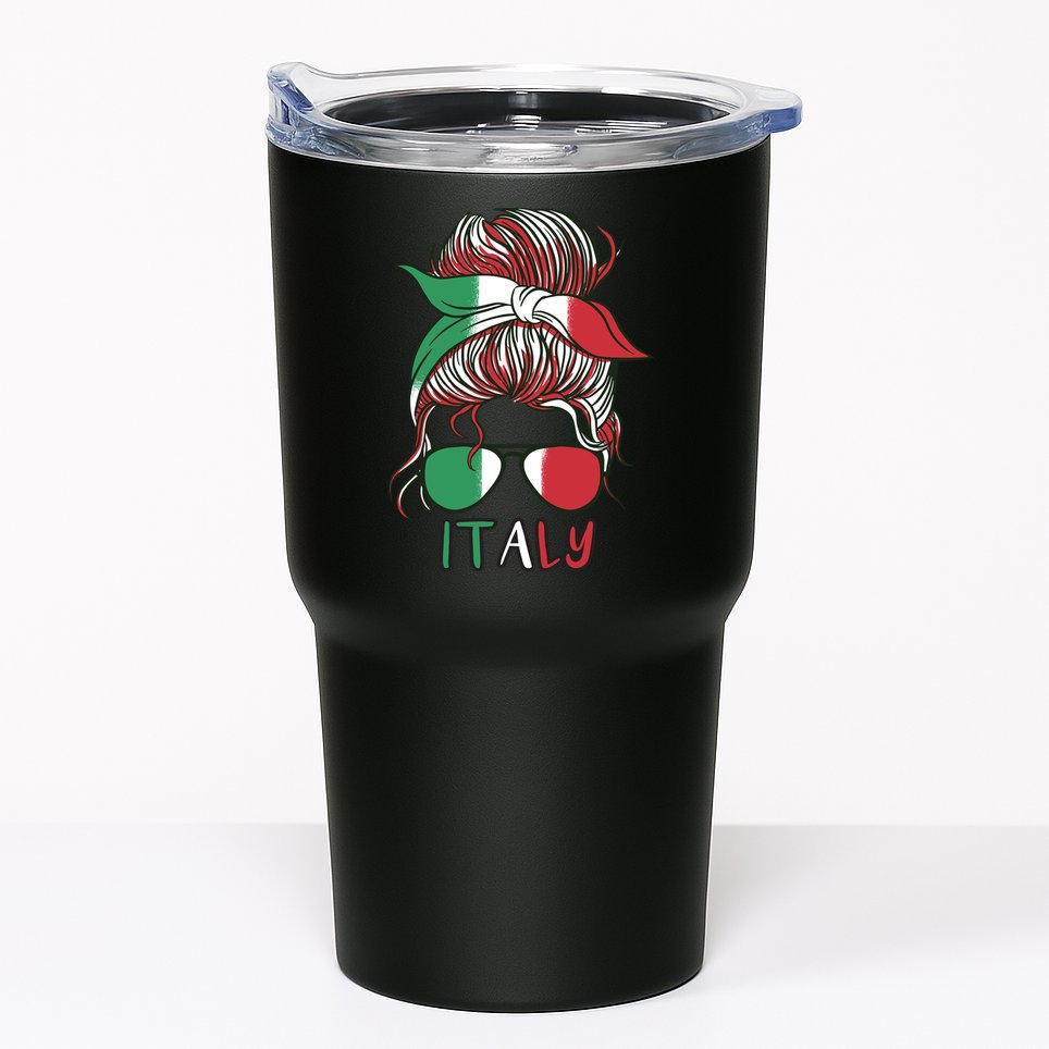 Italy Flag Messy Bun Italian Tumbler