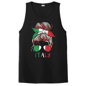 Italy Flag Messy Bun Italian PosiCharge Competitor Tank