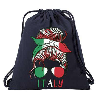 Italy Flag Messy Bun Italian Drawstring Bag