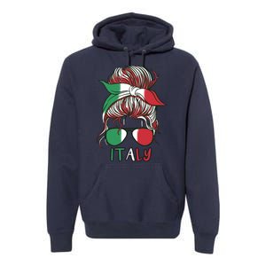 Italy Flag Messy Bun Italian Premium Hoodie