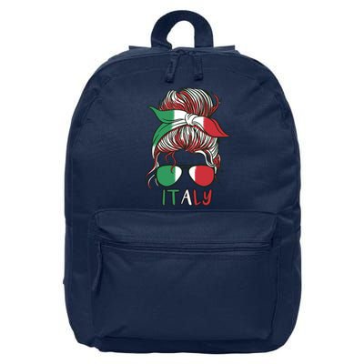 Italy Flag Messy Bun Italian 16 in Basic Backpack