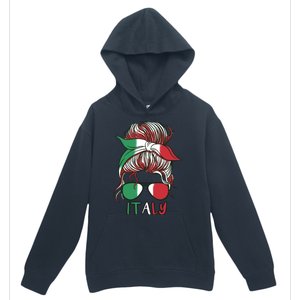 Italy Flag Messy Bun Italian Urban Pullover Hoodie