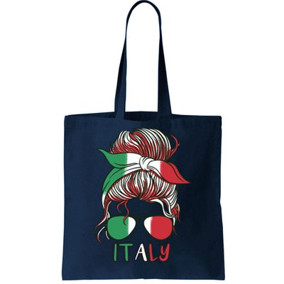 Italy Flag Messy Bun Italian Tote Bag