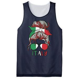 Italy Flag Messy Bun Italian Mesh Reversible Basketball Jersey Tank