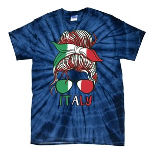 Italy Flag Messy Bun Italian Tie-Dye T-Shirt