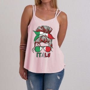 Italy Flag Messy Bun Italian Women's Strappy Tank