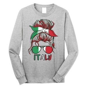 Italy Flag Messy Bun Italian Long Sleeve Shirt