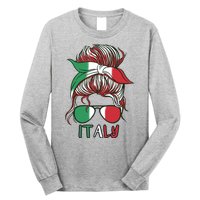 Italy Flag Messy Bun Italian Long Sleeve Shirt