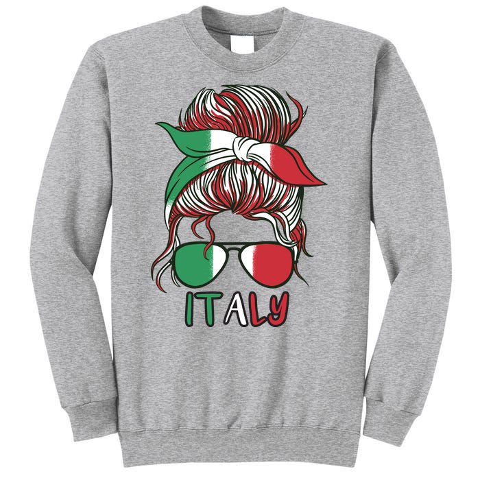 Italy Flag Messy Bun Italian Sweatshirt