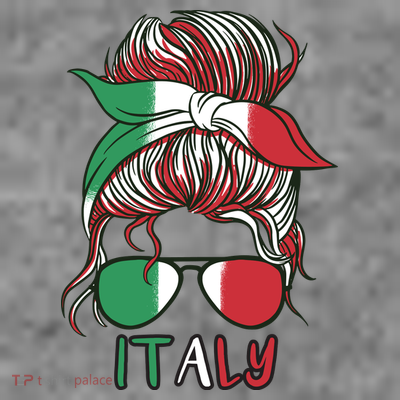 Italy Flag Messy Bun Italian T-Shirt