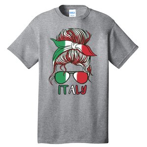 Italy Flag Messy Bun Italian Tall T-Shirt