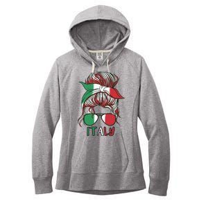 Italy Flag Messy Bun Italian Women's Fleece Hoodie