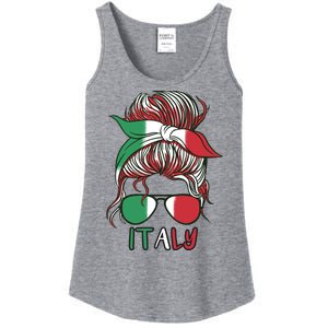 Italy Flag Messy Bun Italian Ladies Essential Tank