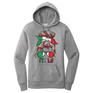 Italy Flag Messy Bun Italian Women's Pullover Hoodie