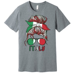 Italy Flag Messy Bun Italian Premium T-Shirt