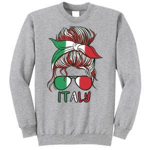 Italy Flag Messy Bun Italian Tall Sweatshirt