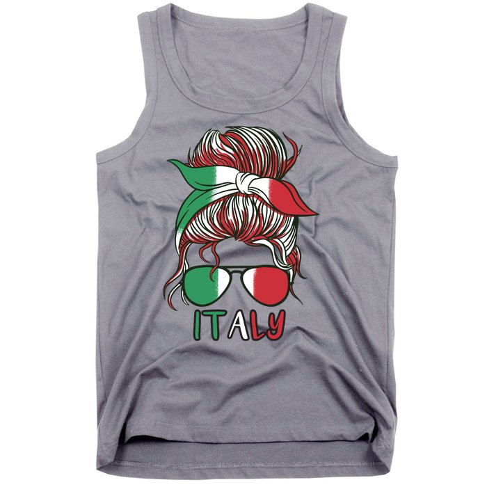 Italy Flag Messy Bun Italian Tank Top