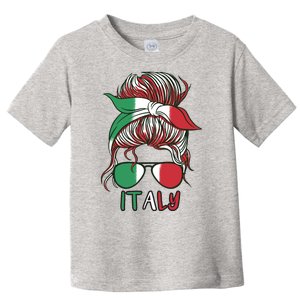 Italy Flag Messy Bun Italian Toddler T-Shirt