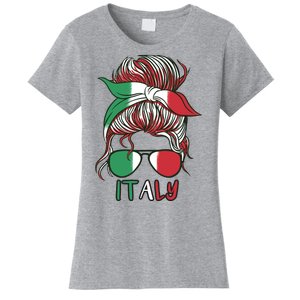 Italy Flag Messy Bun Italian Women's T-Shirt